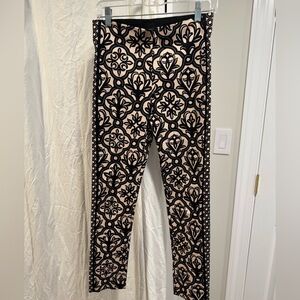 Gretchen Scott Black and Cream Patterned Pants
